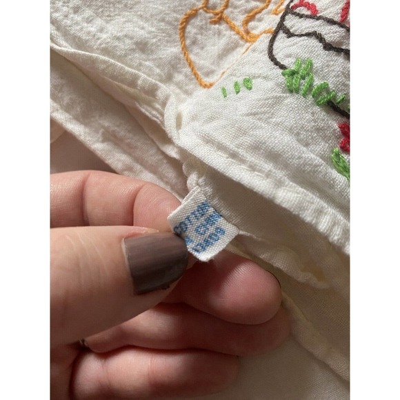 Vtg Embroidered Tea Towel Linen Duck Monday Day of the Week Laundry Day Washing - Picture 4 of 8